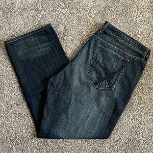 Men's Straight Dark Blue Denim Jeans
